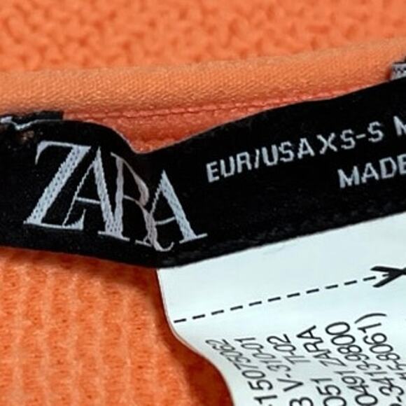 Zara Orange Textured Ribbed Knit Sleeveless Cropped Sweater Vest Top Size XS/S - Picture 3 of 4